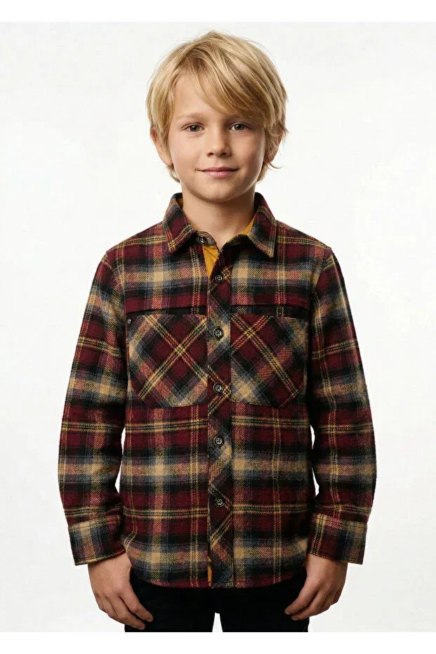 Детская рубашка для мальчиков с длинным рукавом Lumberjack Shirt Doctor Junior, Burgundy Mustard