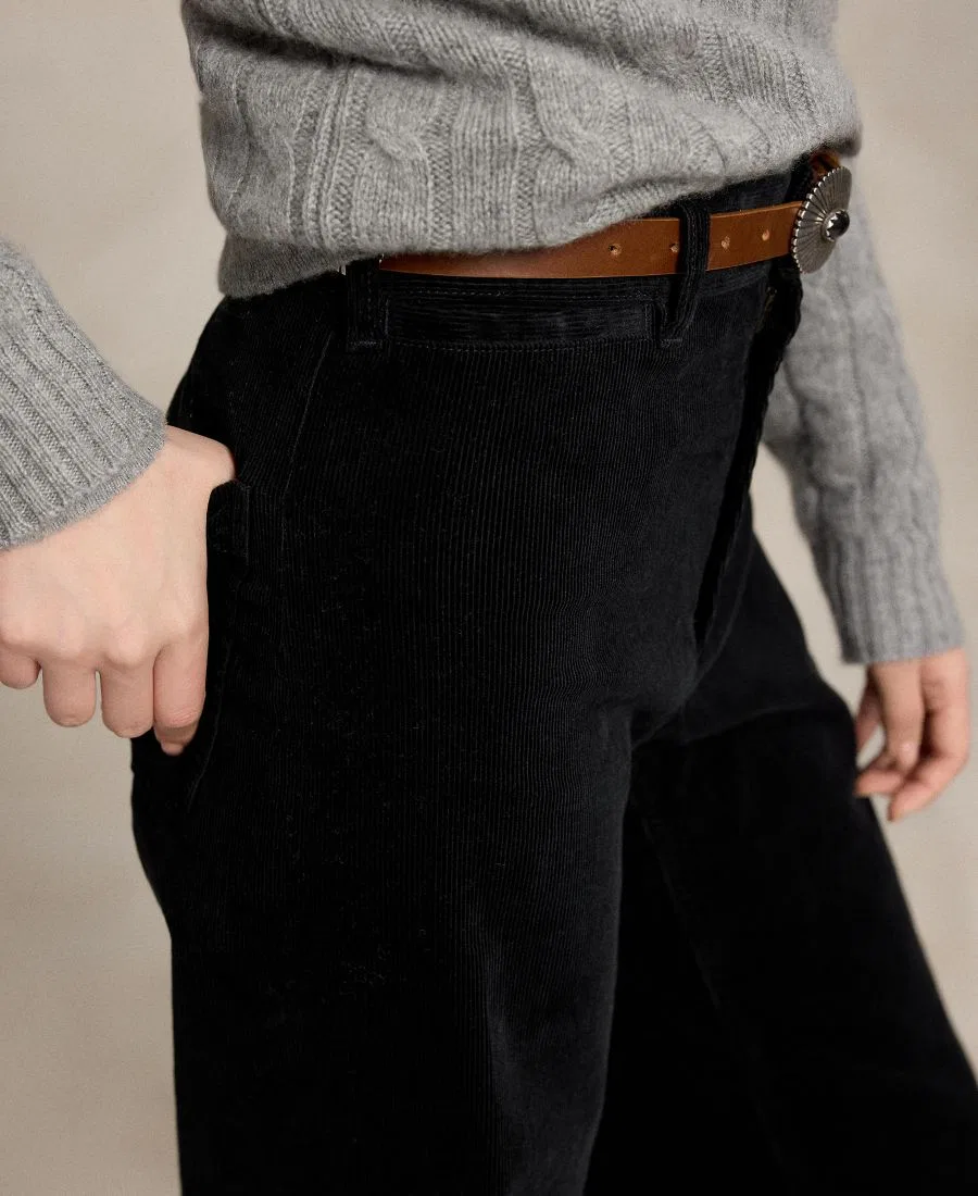 Женские вельветовые брюки-клеш Beaton Corduroy Flared Pants Polo Ralph Lauren, Polo Black — фото 3