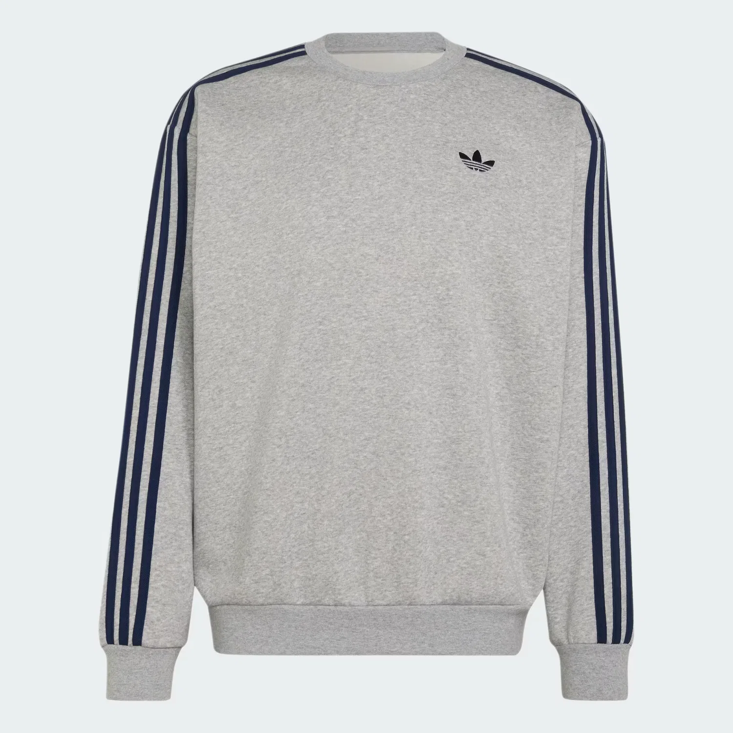 Мужской свитшот оверсайз Adicolor 3-Stripes Adidas Originals, серый меланж/темно-индиго — фото 4