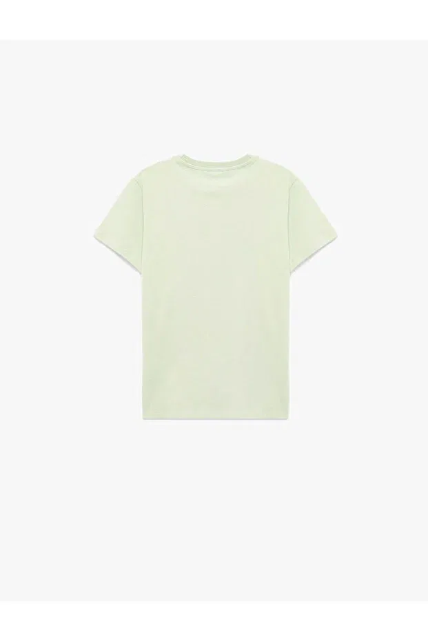Детская футболка с принтом Cotton Crew Neck Short Sleeve Printed T-Shirt Koton, Green — фото 2