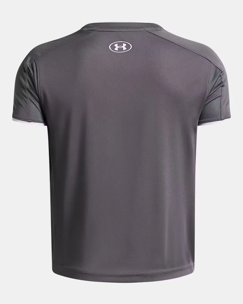 Футболка для мальчиков с коротким рукавом быстросохнущая UA Challenger Train UnderArmour, Castlerock/White — фото 2