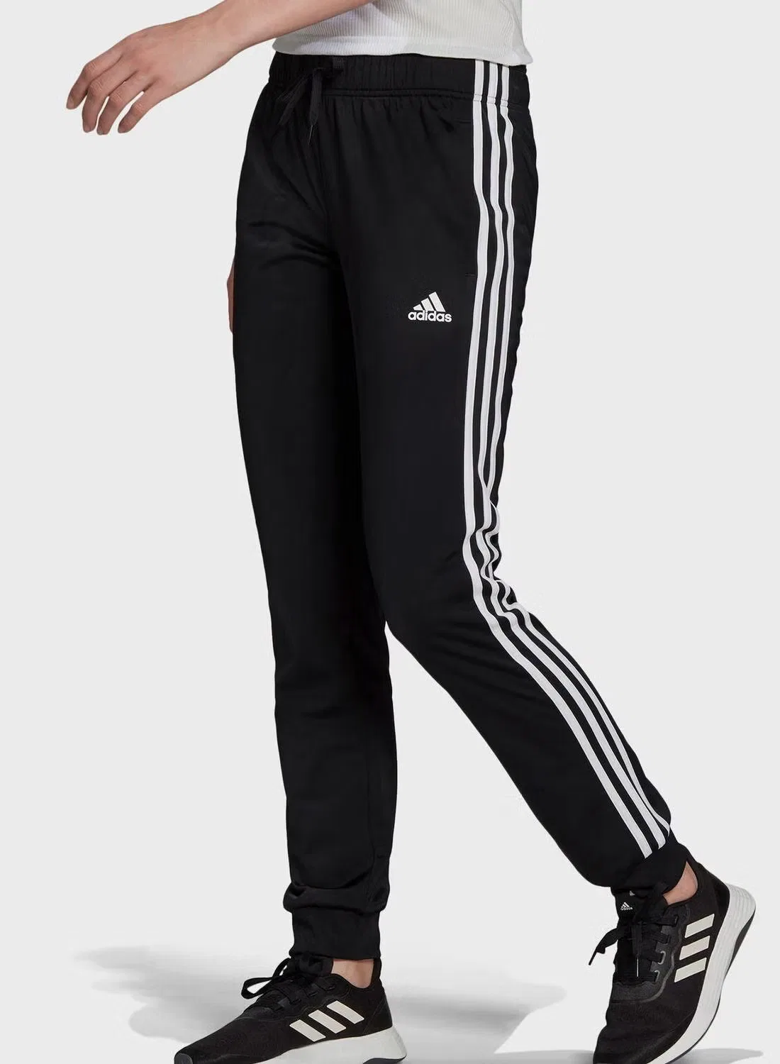 Брюки спортивные зауженные с 3 полосками Adidas, черный