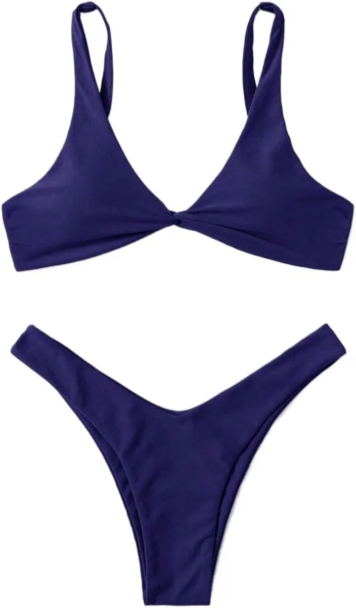 Женский бикини-комплект с высокой талией Twisted, Navy Blue