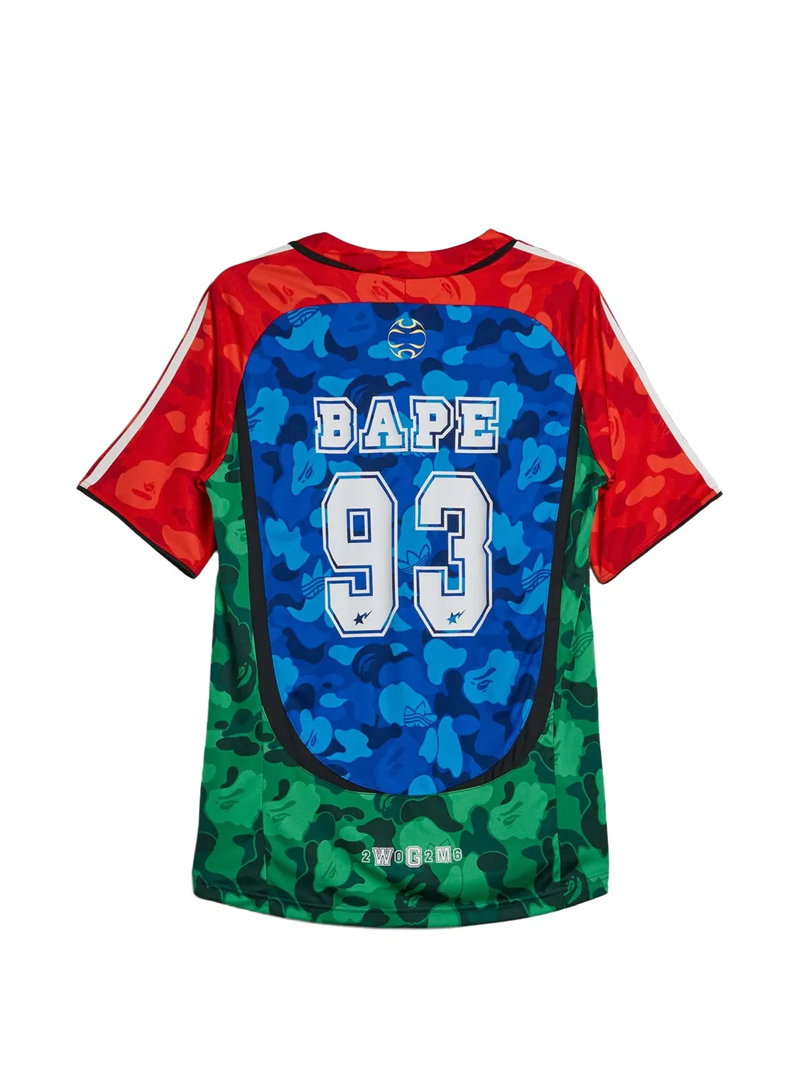 Футболка Teamgeist с камуфляжным принтом из коллаборации с Bape Adidas, синий — фото 2