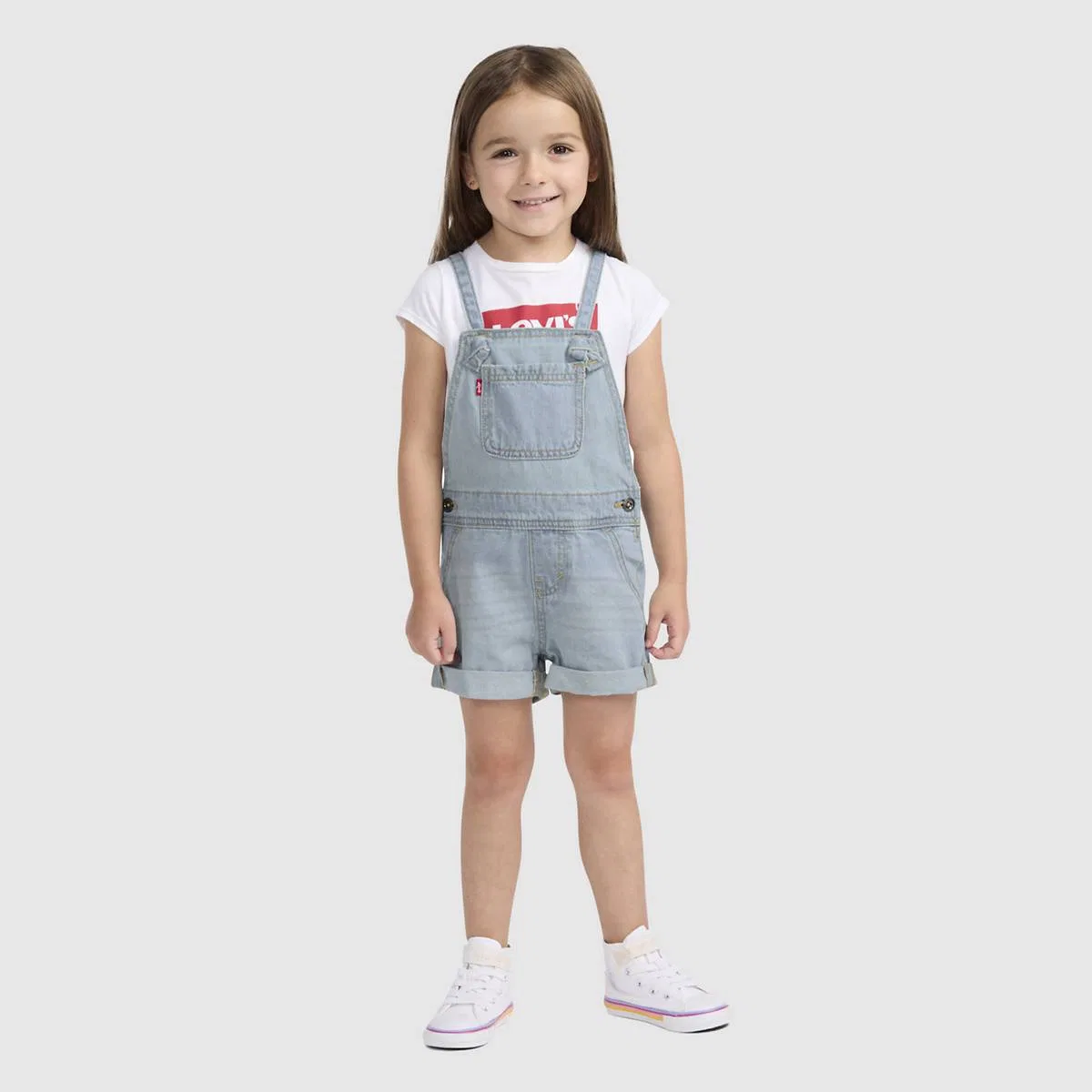 Комбинезон с завязками для девочек 2-4 лет Levi's, Day Off - Light Wash — фото 2