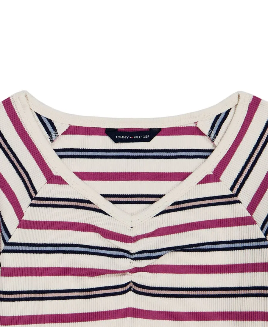 Детское топ для девочек с V-образным вырезом Tommy Hilfiger, Natural — фото 3