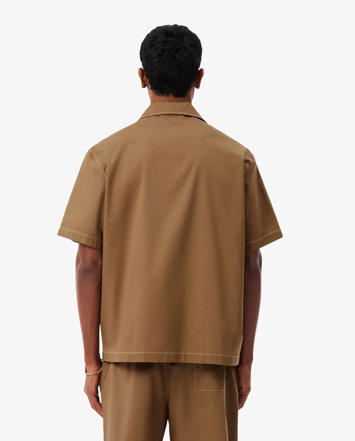 Мужская рубашка с коротким рукавом из органического хлопка Lacoste, Marrón — фото 2