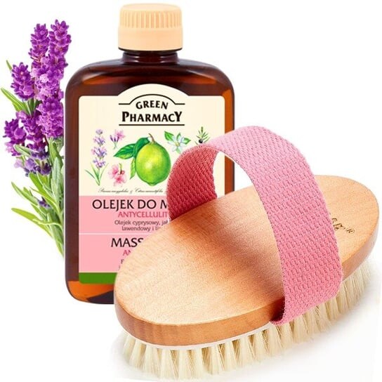 

Щетка массажная антицеллюлитная с маслом, розовая, НАБОР До и После, CocoSpa