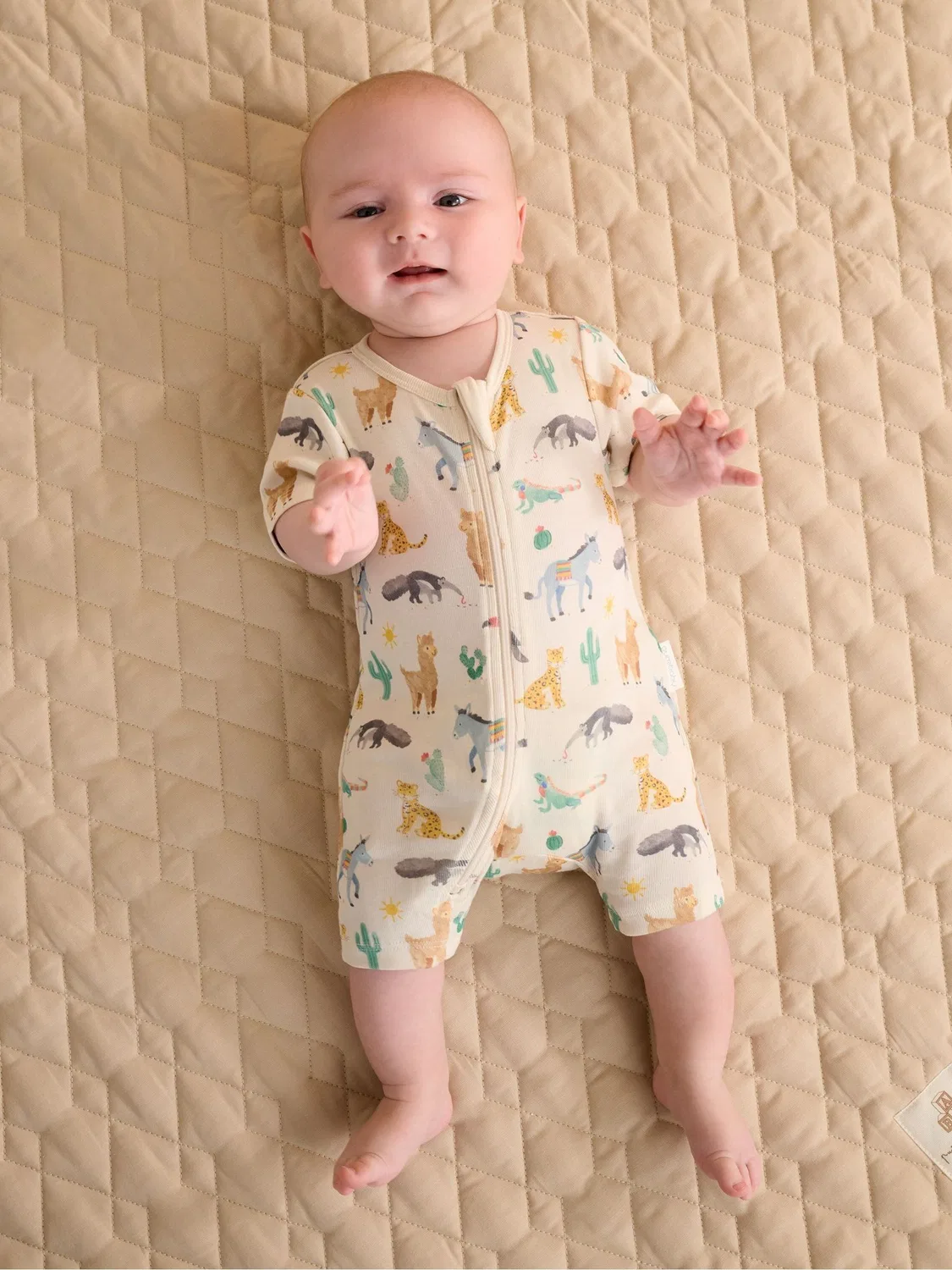 Комбинезон с коротким рукавом Purebaby, зеленый