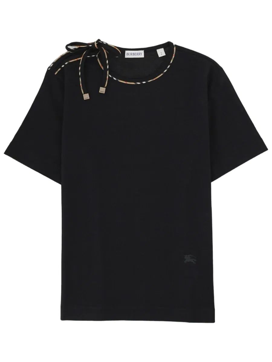 Женская футболка с коротким рукавом и бантом Burberry, черный