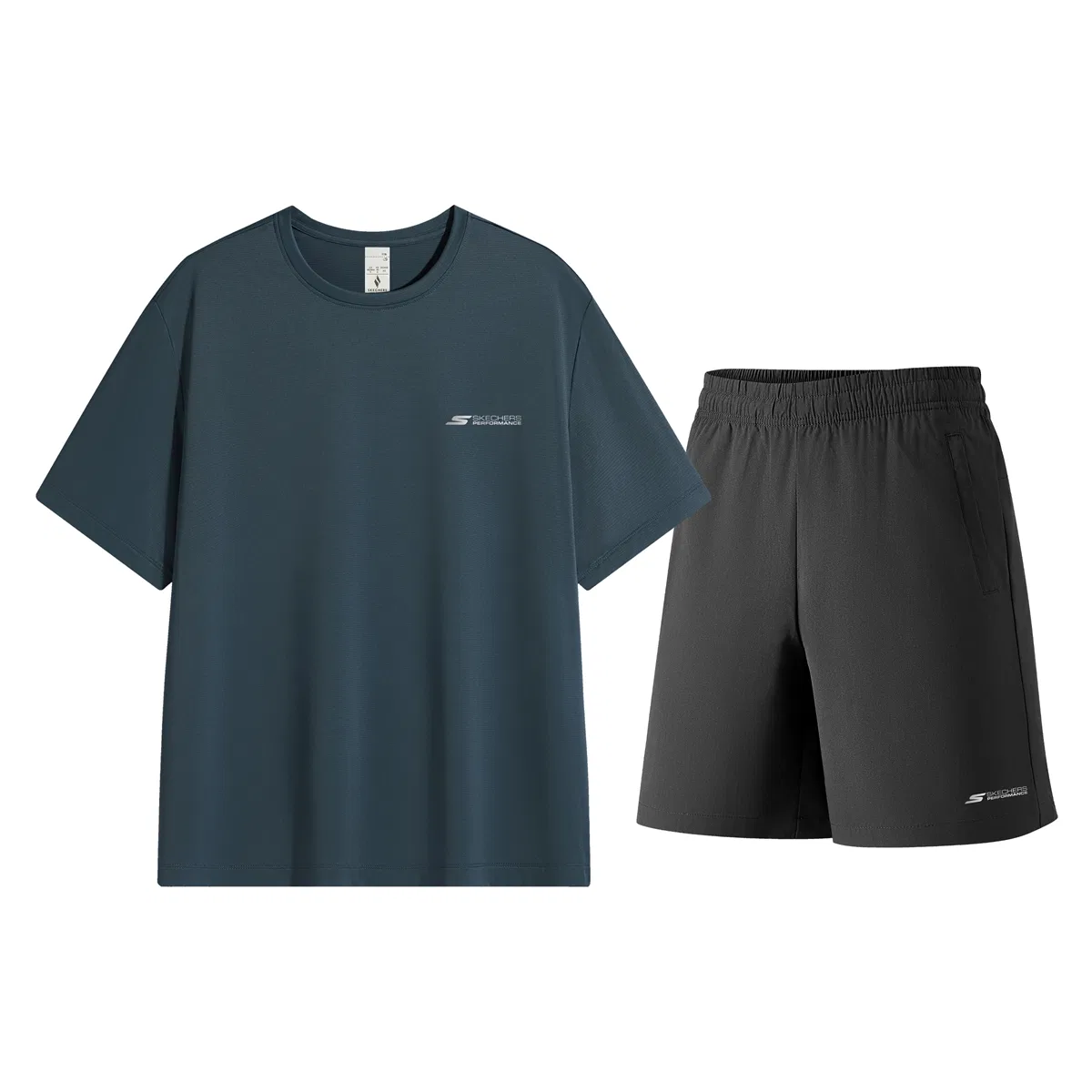 Детский комплект спортивной одежды Skechers, Dark Gray Blue Top + Carbon Black Shorts