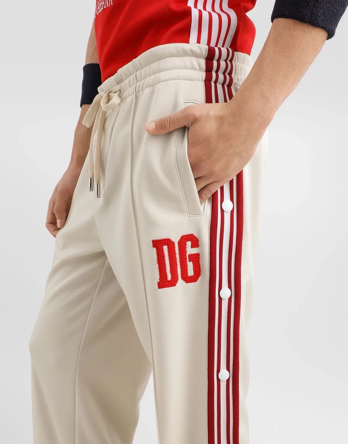 Спортивные брюки из технического пике Dolce & Gabbana, бежевый — фото 4