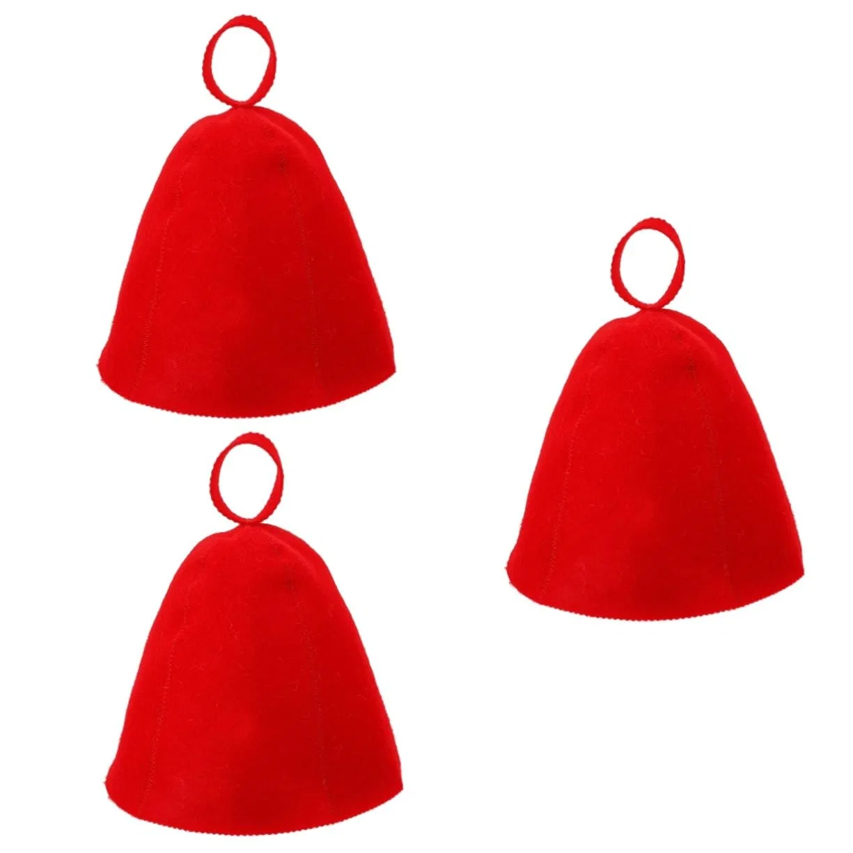 Набор шапочек для сауны из войлока FRCOLOR, 3 шт, 30x25x25 см, Red