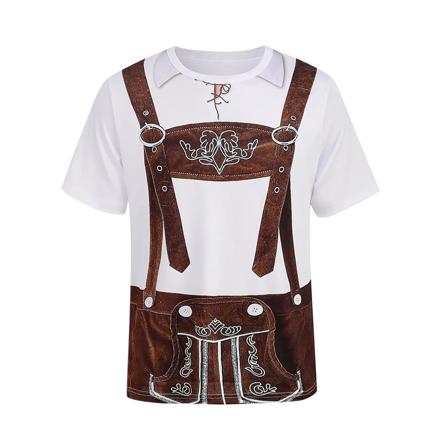 Мужская футболка с 3D-принтом Tyrolean Style Funny Original Shirt Party Clothing Fashion Creative Spiritous Particular Folk Fancy Dress, Brown