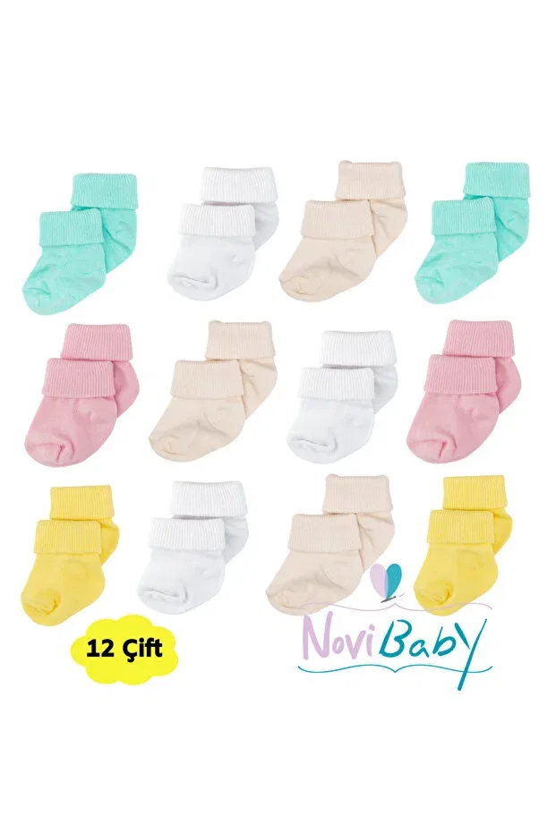 Детские носки для новорожденных хлопковые 12 пар Basics Novibaby, Fresh