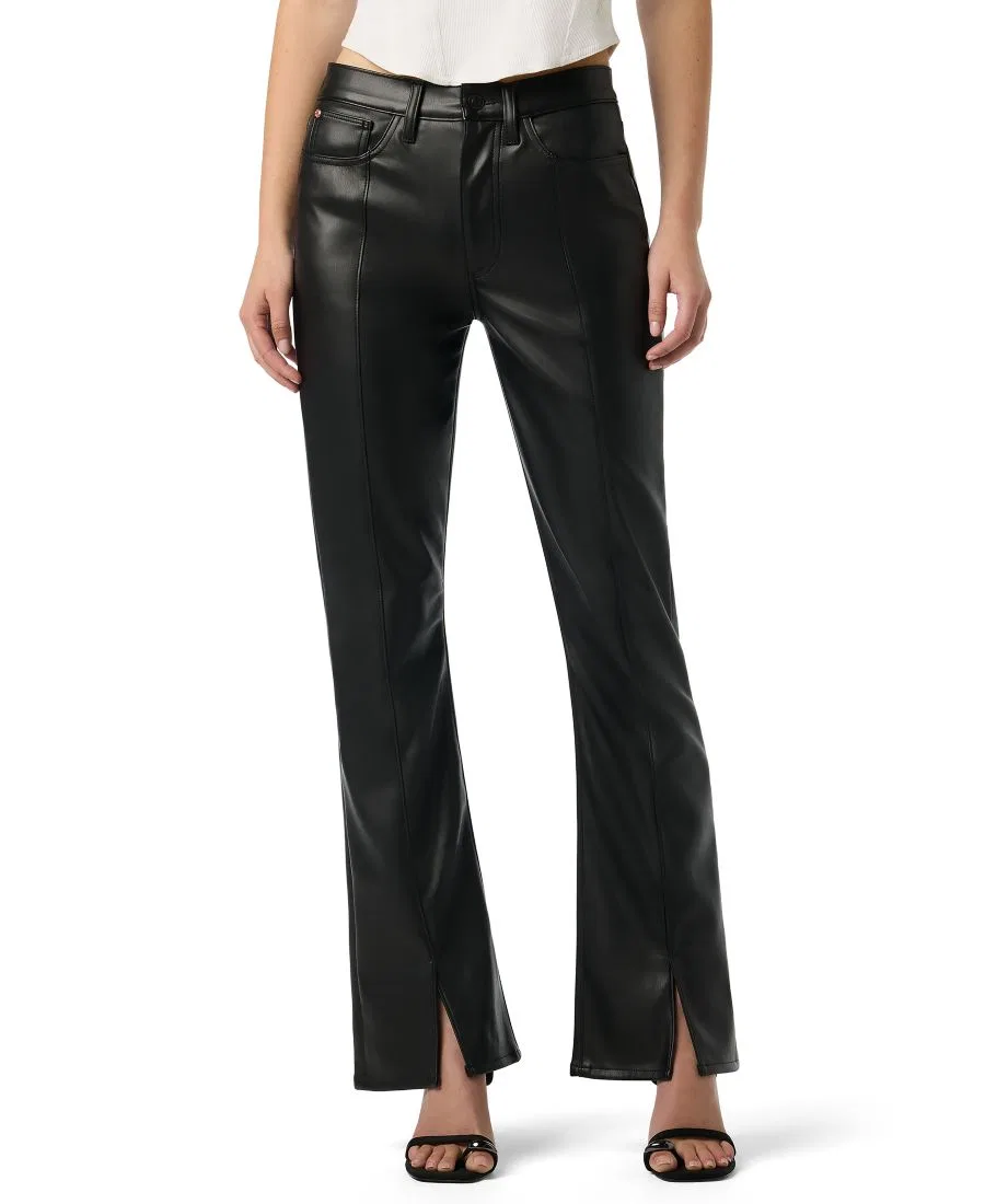 Женские брюки-клеш из экокожи с высокой посадкой Blair Hudson Jeans, Black