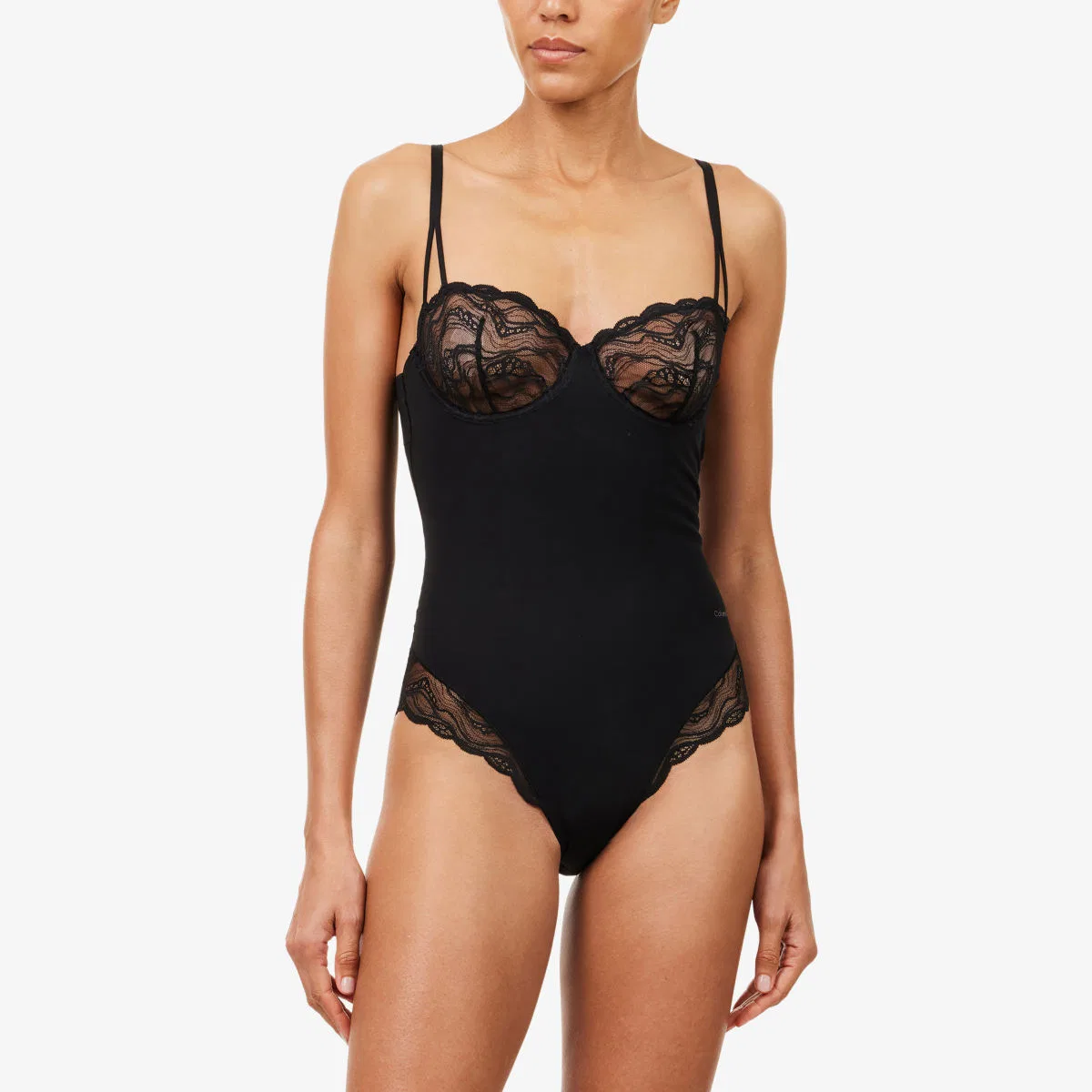 Чувственный эластичный кружевной корректирующий боди Calvin Klein, черный — фото 2