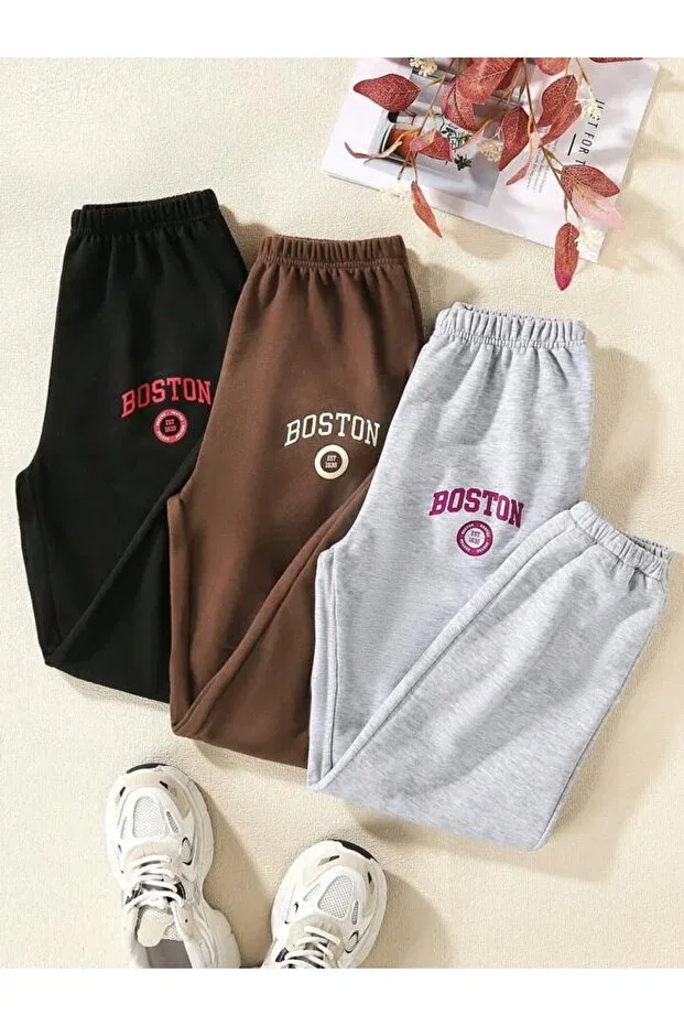 Детский спортивный костюм с принтом 3-шт. Boston Morning Kids, Brown Black Grey