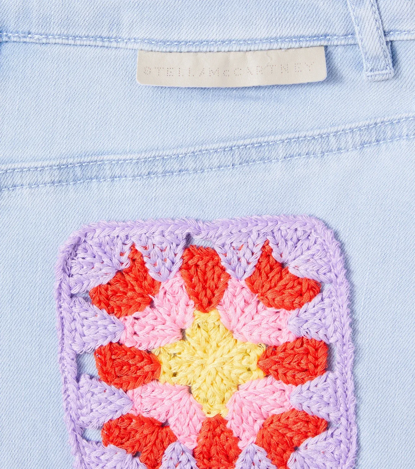 Платье джинсовое с отделкой крючком Stella Mccartney Kids, Light Blue — фото 3