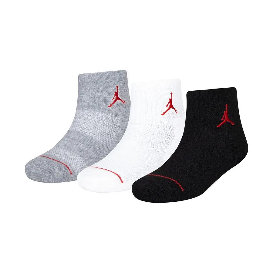 Комплект носков спортивных Nike Jordan Jumpman Quarter 3'li, Бело-черно-красный