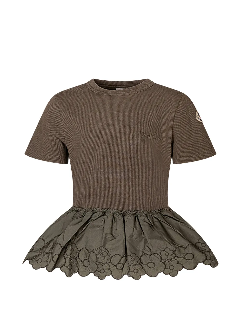 

Футболка с оборками Moncler Enfant, коричневый