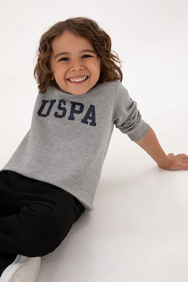 Детские свитшот для мальчиков хлопковый U.S. Polo Assn., Gray Melange