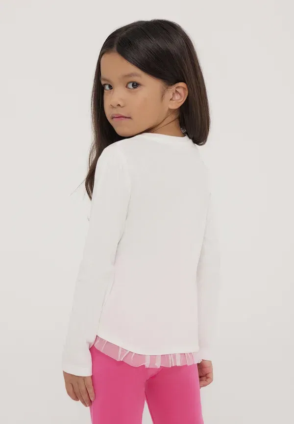 Топ с цветочным аппликацией Long sleeved top Terranova, Bianco Lana, белый — фото 3