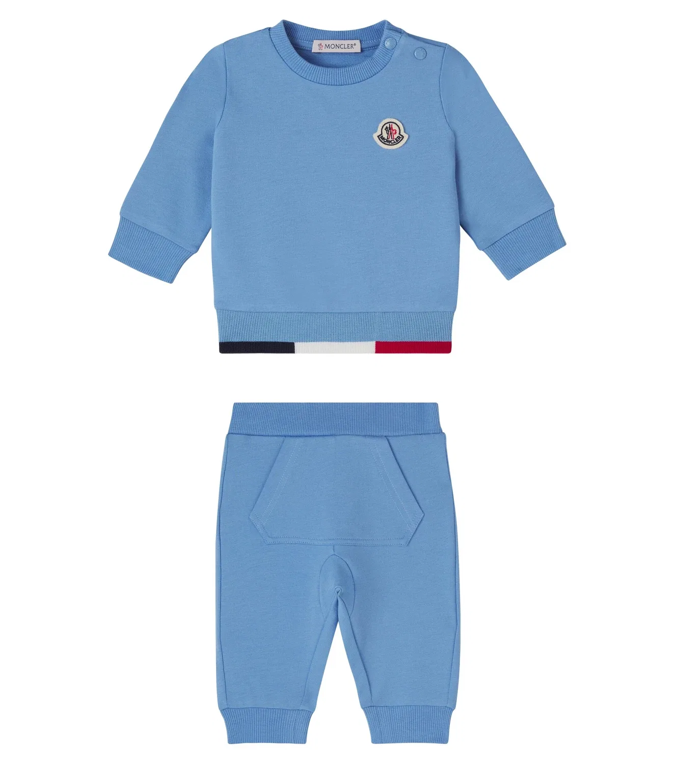 Комплект из флисовой толстовки и спортивных брюк для малышей, Moncler Enfant, бирюзовый