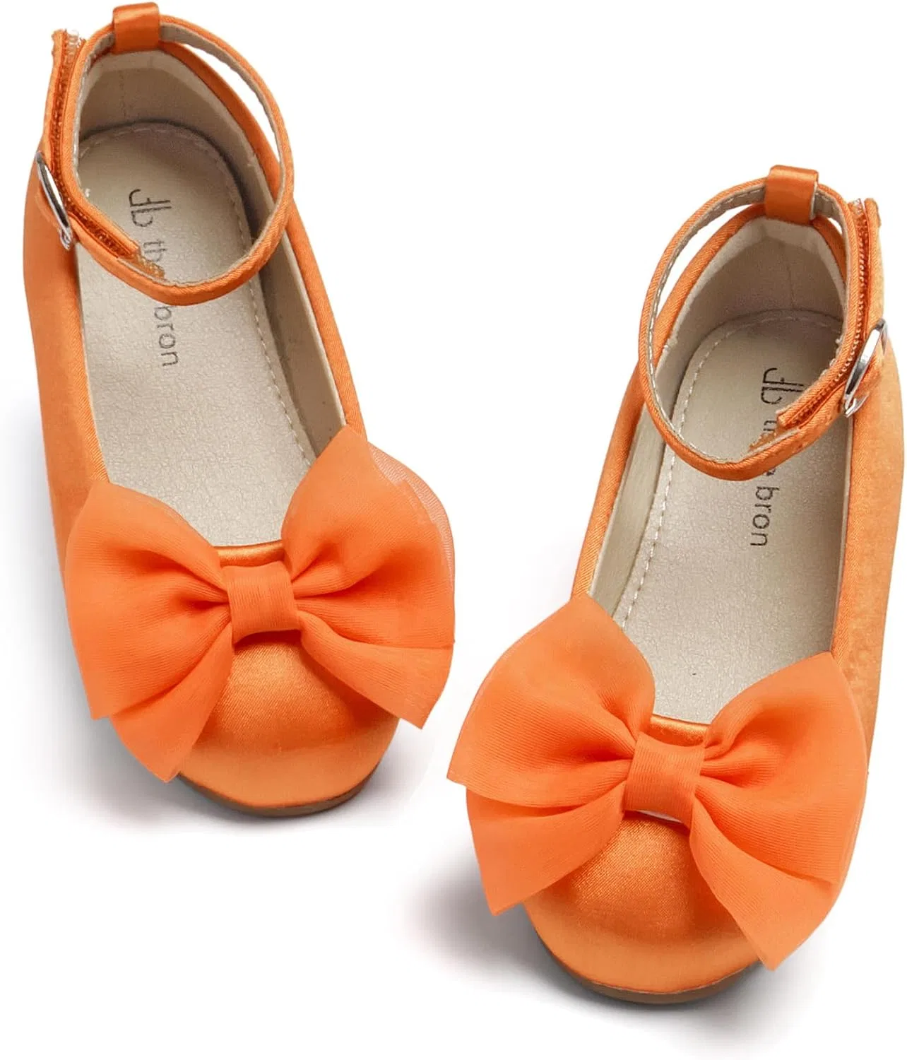 Детские балетки для девочек с бантом Mary Jane THEE BRON, Chiffon Orange