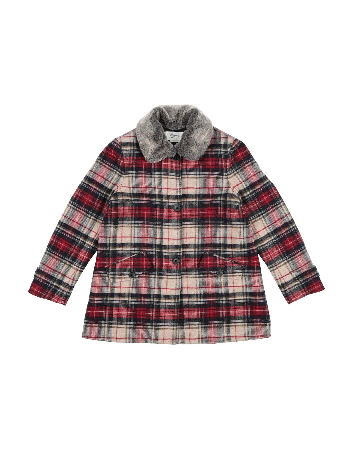 Детское пальто для девочек из шерсти Flannel Bonpoint, темно‑синий