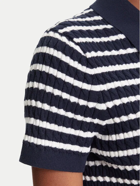 Поло regular fit Fine Tommy Hilfiger, темно-синий — фото 4