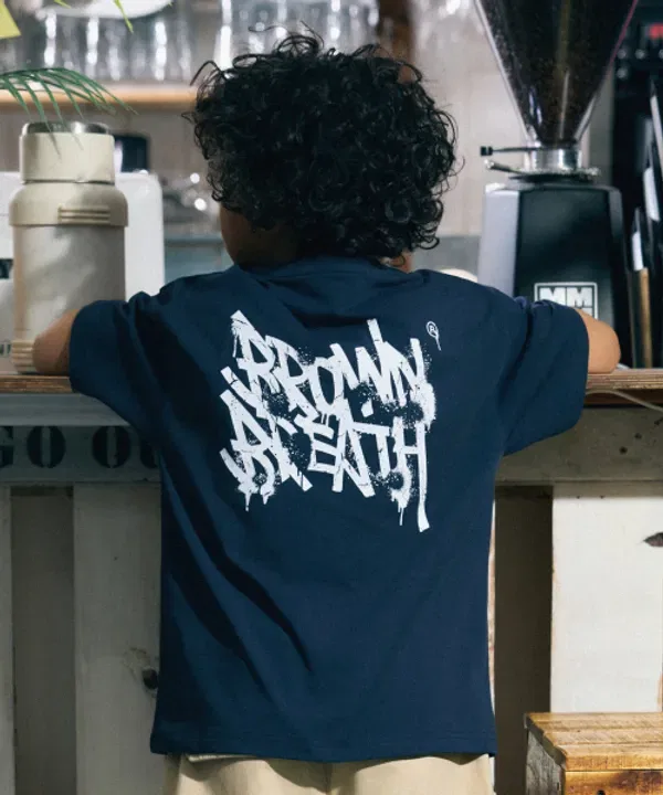 Футболка детская с принтом, быстросохнущая, Basic Brownbreath Kids, navy