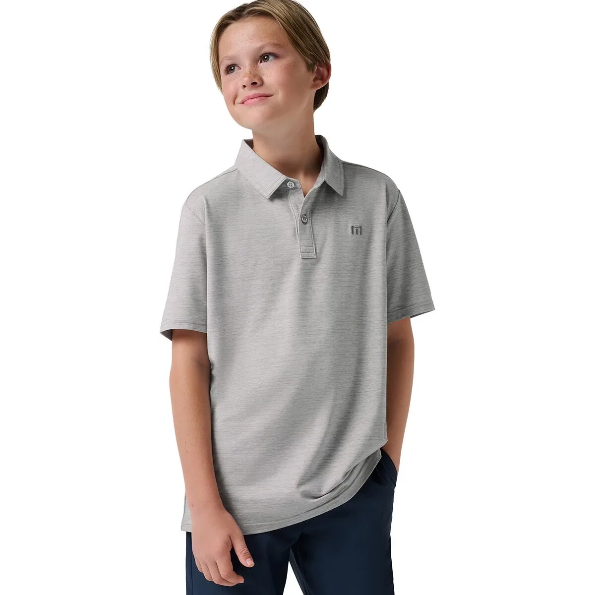 Детское поло для мальчиков с длинным рукавом The Heater Polo Shirt Travismathew, Heather Microchip — фото 2