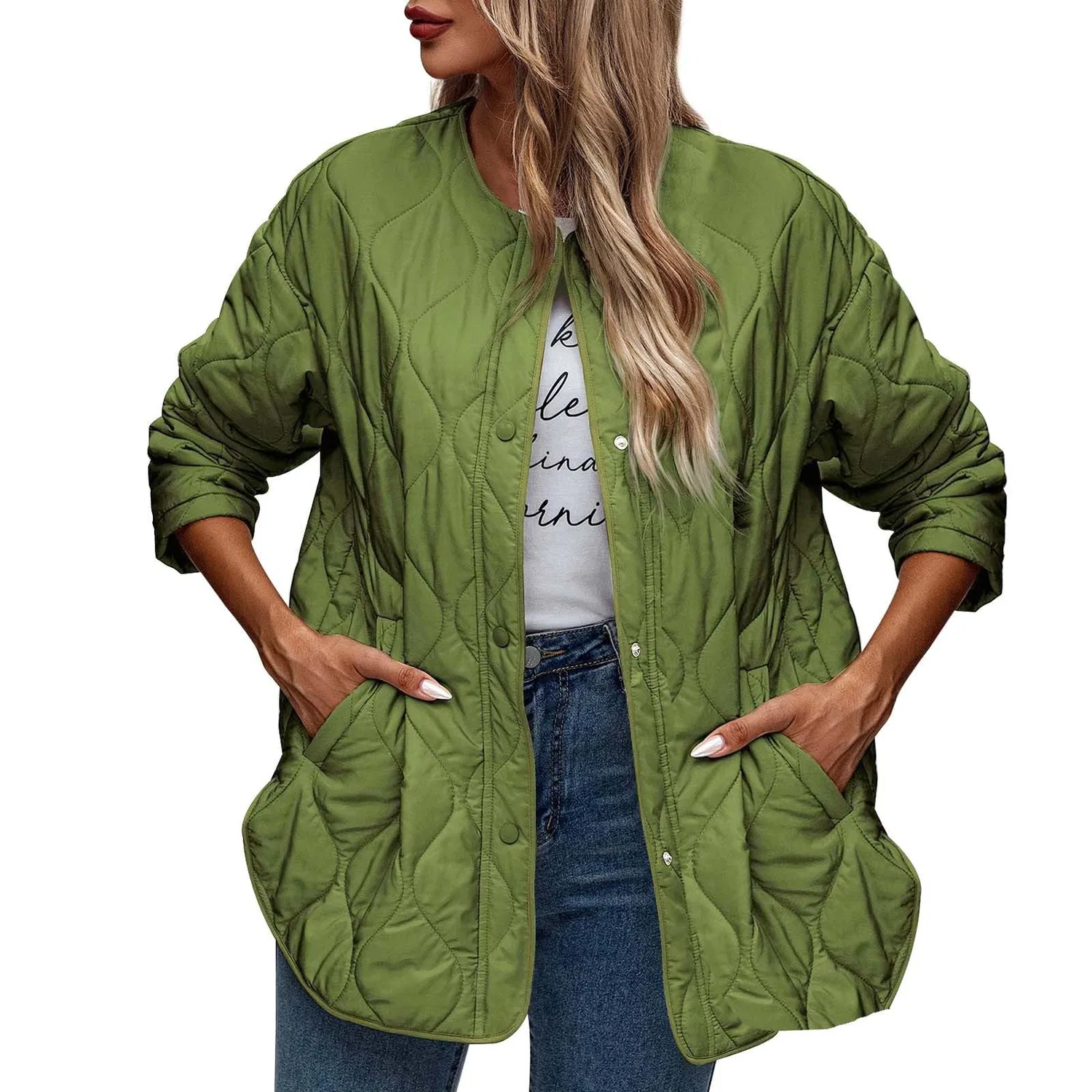 Женская куртка с принтом в клетку Padded Jacket, Verde militare