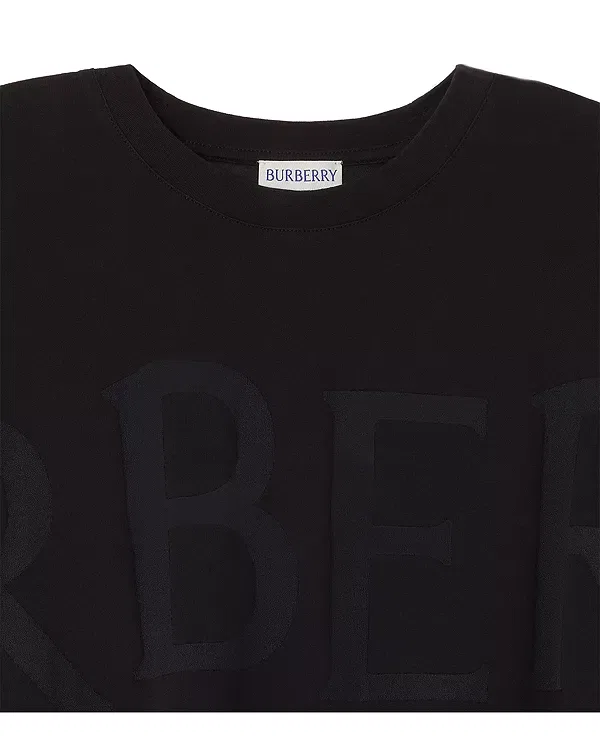 Женский топ с принтом Logo Cotton Blend Tee Burberry, черный — фото 2