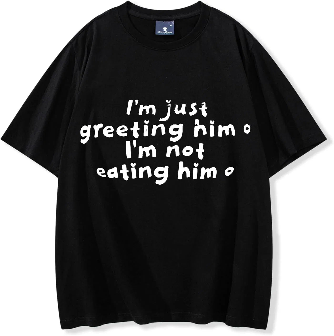 Футболка с принтом I'm Just Greeting Him I'm Not Eating Him Regular Fit, Black