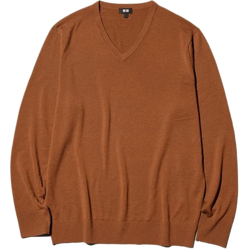 Мужской свитер с V-образным вырезом 35 Light Umber UNIQLO, Light Umber