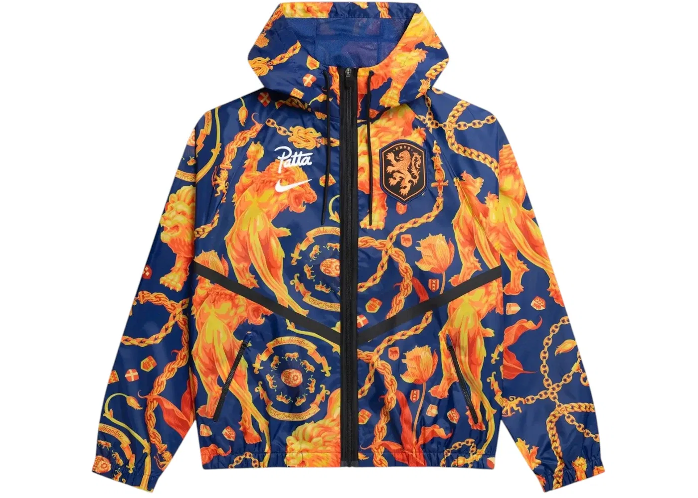 Мужская куртка-анорак с принтом Nike x Patta KNVB Anthem Jacket, Orange/Navy