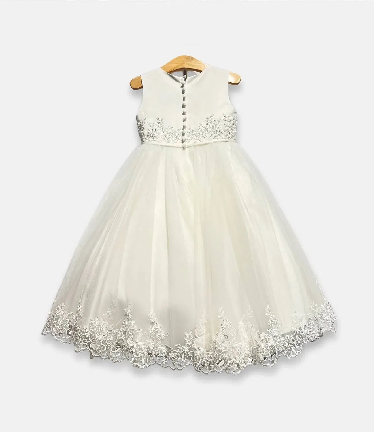 Детское платье для девочек с вышивкой кружевом Embroidered Floral Lace Dress Macis, Ivory — фото 3