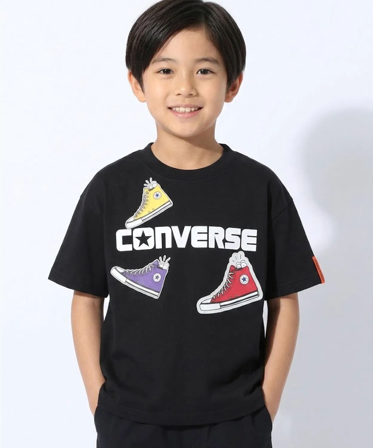 Детская футболка с аппликацией и принтом, широкого кроя CONVERSE, Black