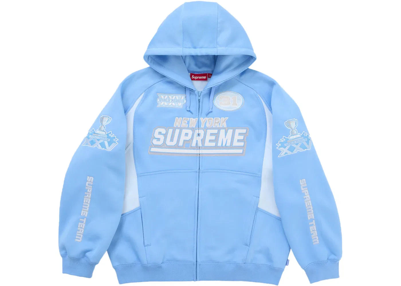 Мужская худи с капюшоном на молнии Supreme Football (FW25), Light Blue