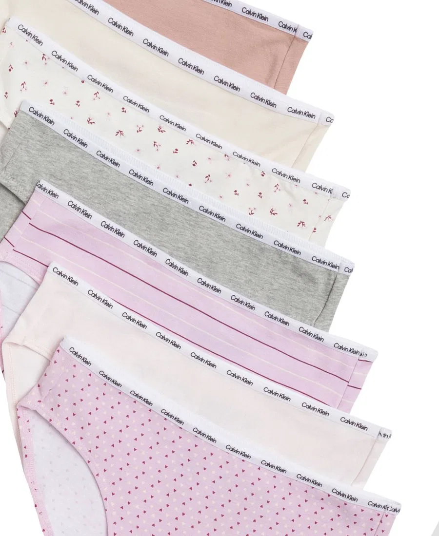 Комплект бикини с принтом сердце и полоска, 7 шт. Calvin Klein, Pink Floral Hearts/ Assorted — фото 3