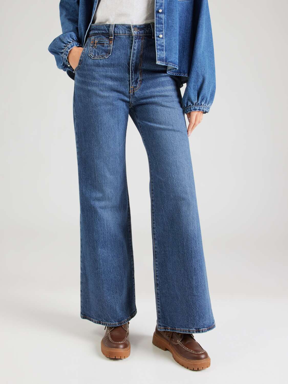 LEVI'S  Синие джинсы с расклешенным низом 'Ribcage Bell' — фото 2