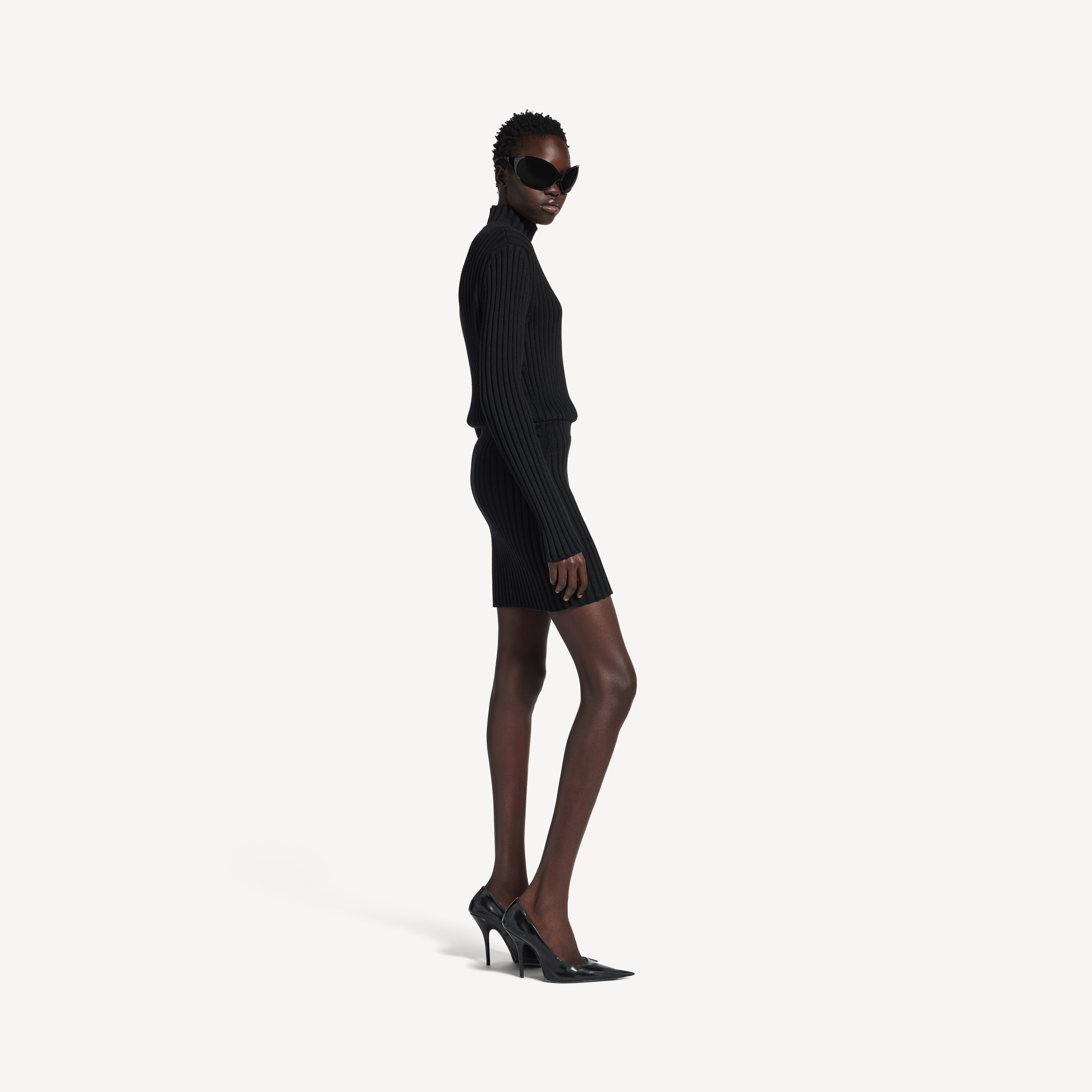 BALENCIAGA Женское мини-платье Hourglass черного цвета — фото 3