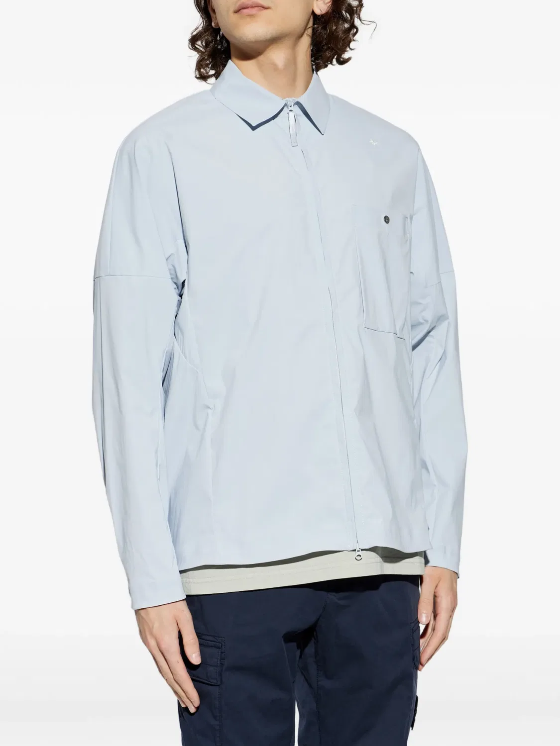 Рубашка на молнии с нагрудным карманом Stone Island, синий — фото 3