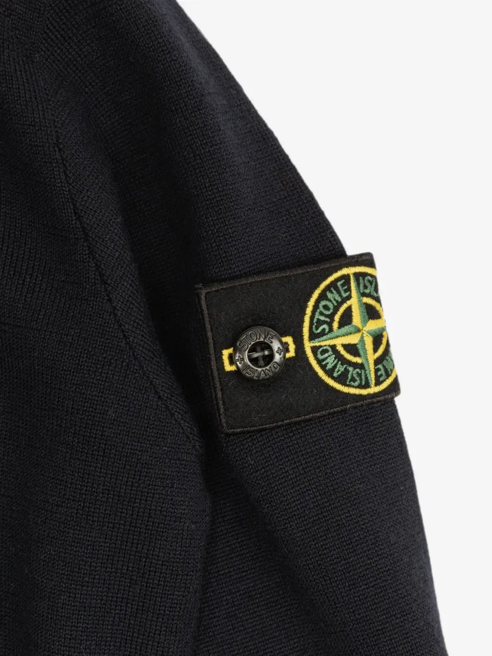Шерстяной свитер с нашивкой Stone Island Junior, черный — фото 3