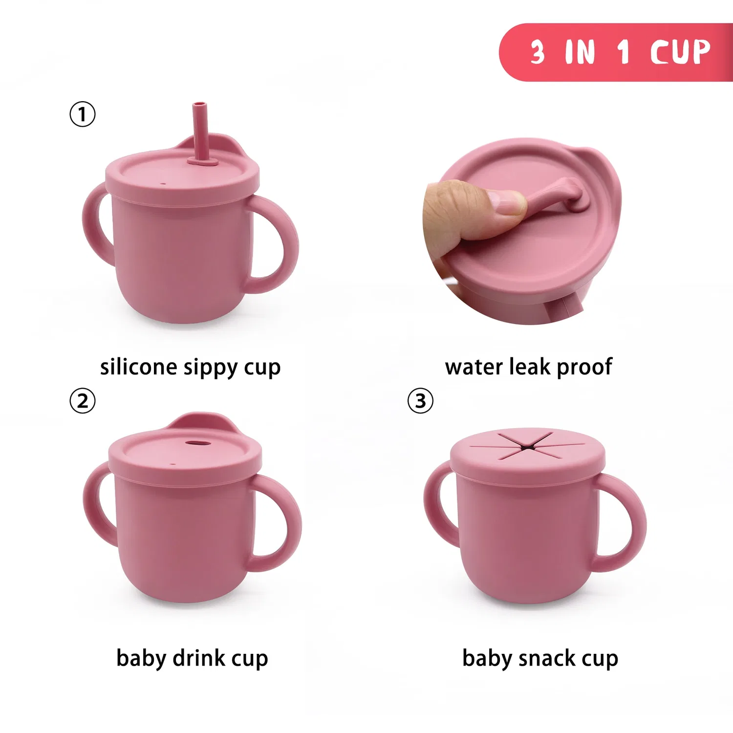 Набор для кормления Silicone Baby Feeding Set, 8 предметов, Rainbow & Butterflies, Rose Pink — фото 2