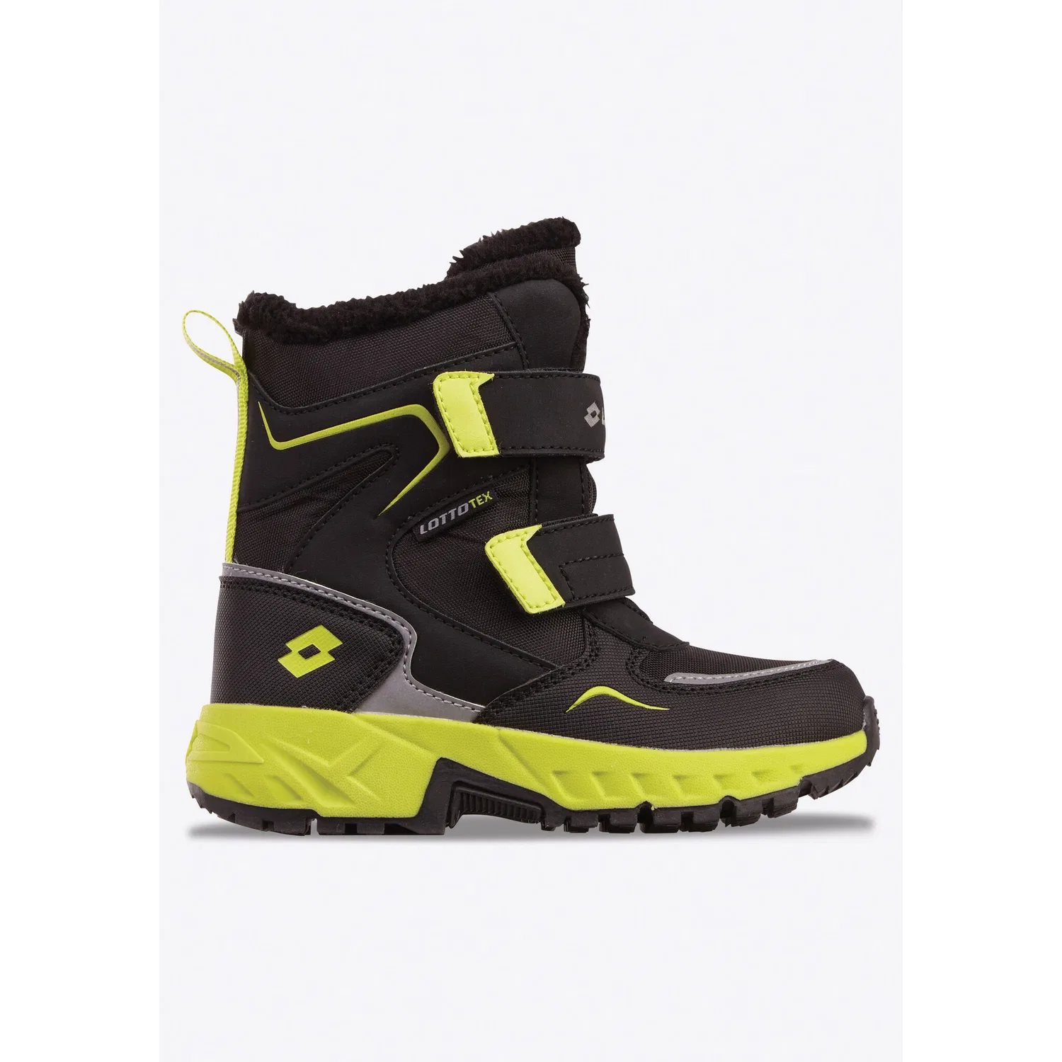 Детские зимние ботинки на липучках lotto, Black/Lime