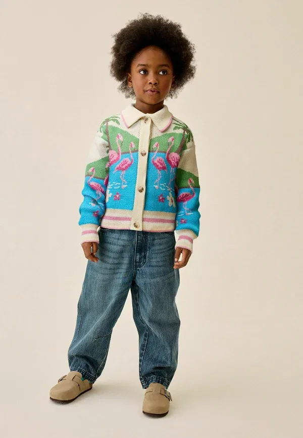 Кардиган с животными Regular fit - collared cardigan - cardigan Next, Flamingo printed