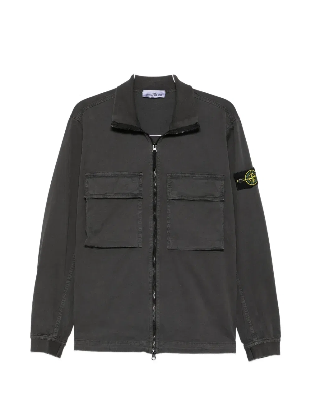 Куртка-рубашка на молнии с нашивкой-логотипом Stone Island, серый
